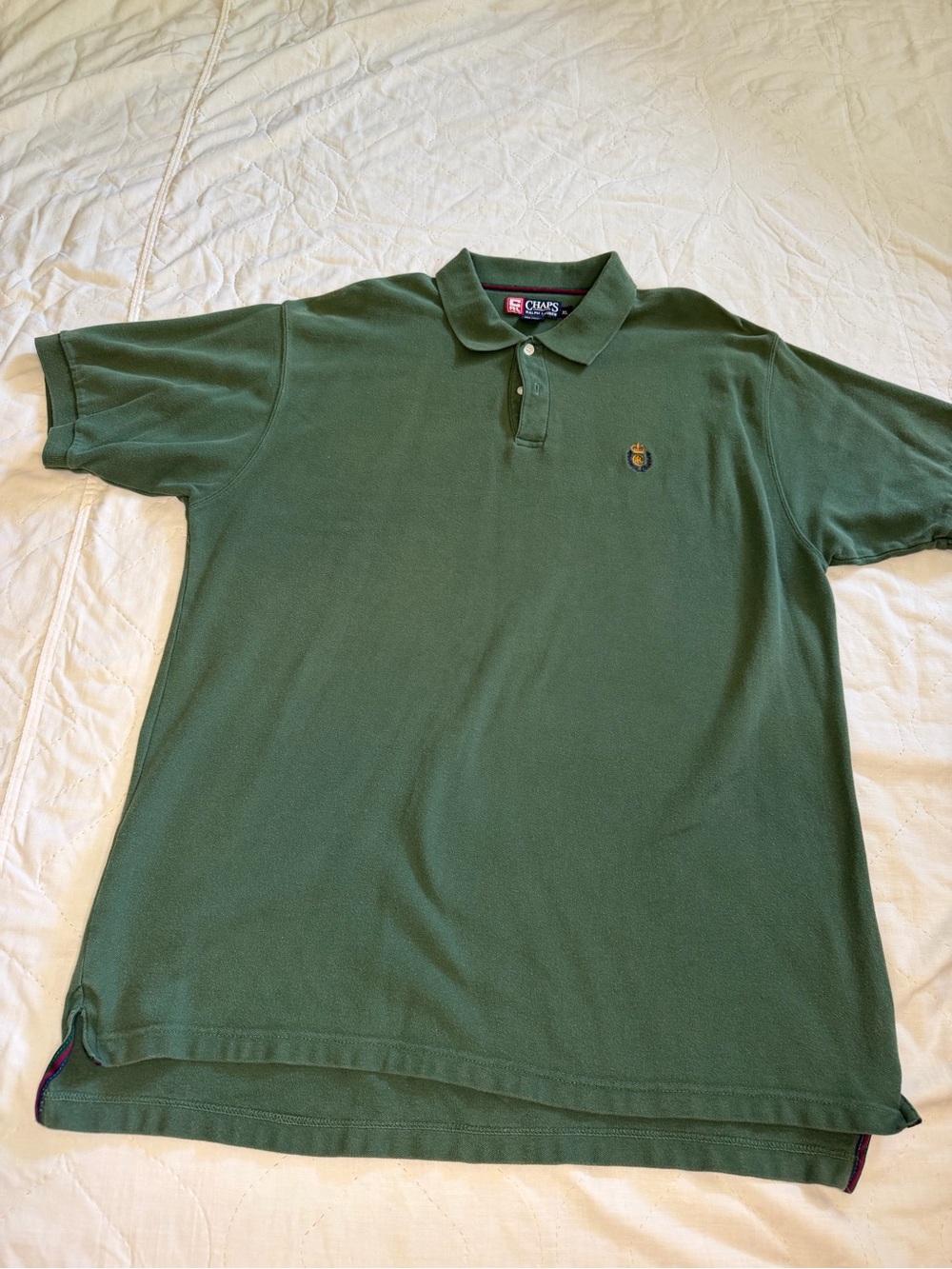 Chaps Men’s Polo Shirt in Forest Green with Embroidered Crest